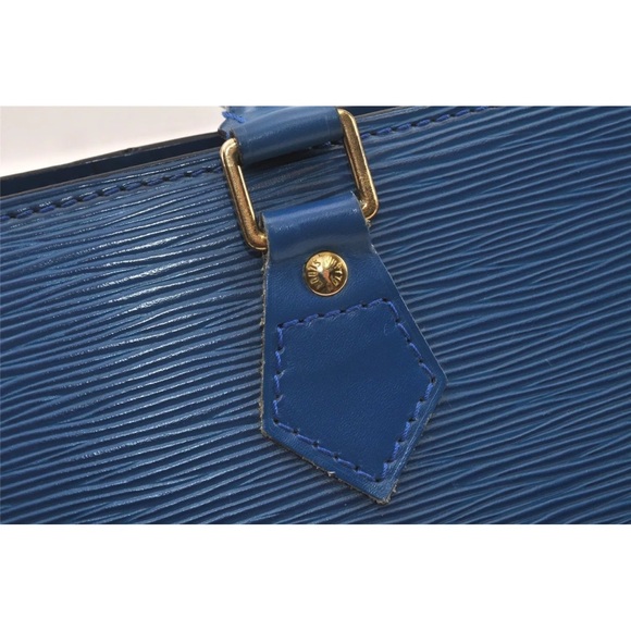 Authentic Louis Vuitton Epi Sac Triangle Hand Bag Blue M52095 LV 4183K - Picture 15 of 16